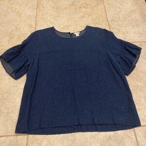 J. Crew Dark Blue Textured Blouse